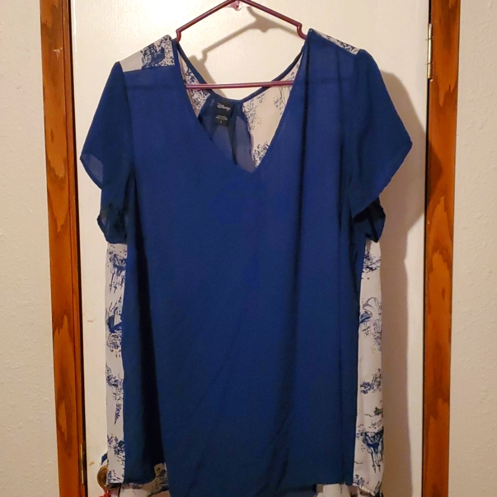 Blue and white disney princess blouse
